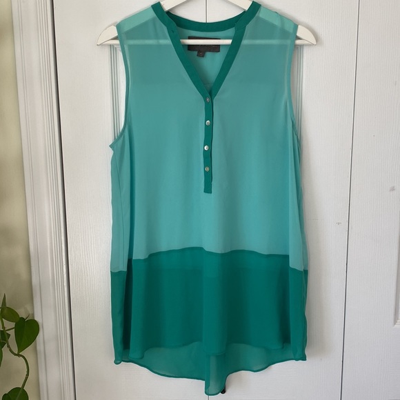 Anthropologie Sunday in Brooklyn colourblock sleeveless blouse green - Picture 4 of 12